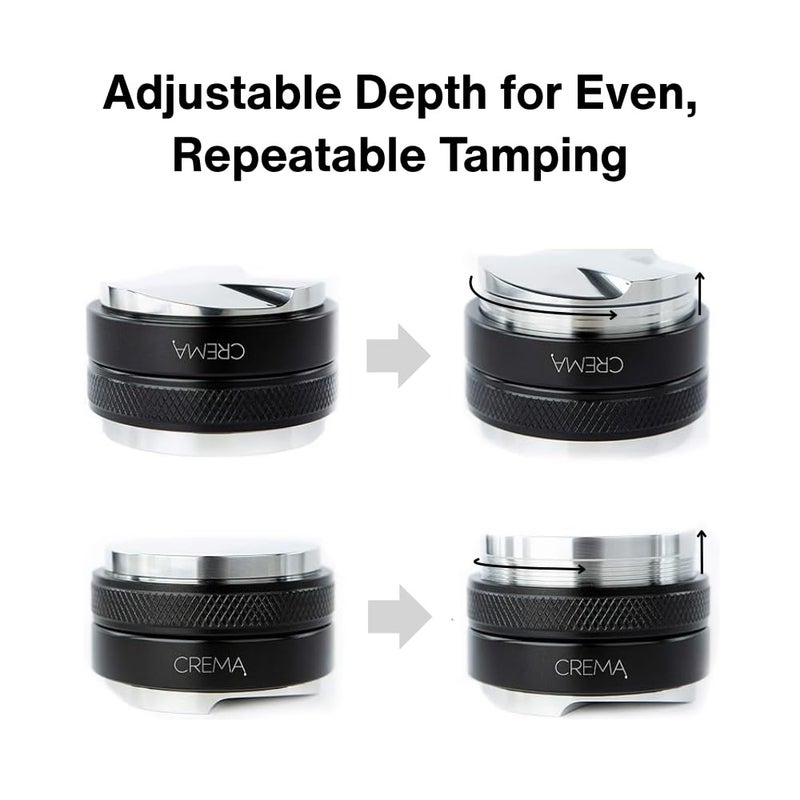 CREMA Coffee Products 51mm Hand Tamper & Coffee Distributor|Compatible with Delonghi Dedica & La Specialista Portafilter|Double-Sided,Adjustable Depth Tool|Made with Durable 304 Stainless Steel|Silver - Image 4